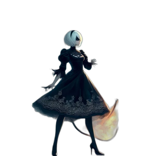 dress, robot, staff, creature transparent PNG cut-out