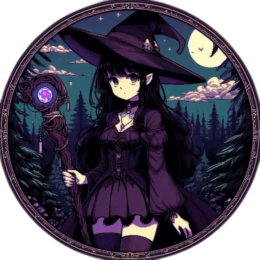 staff, hat, dress, fantasy art transparent PNG cut-out