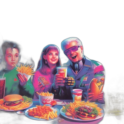 food, vaporwave, cyberpunk, concept art transparent PNG cut-out