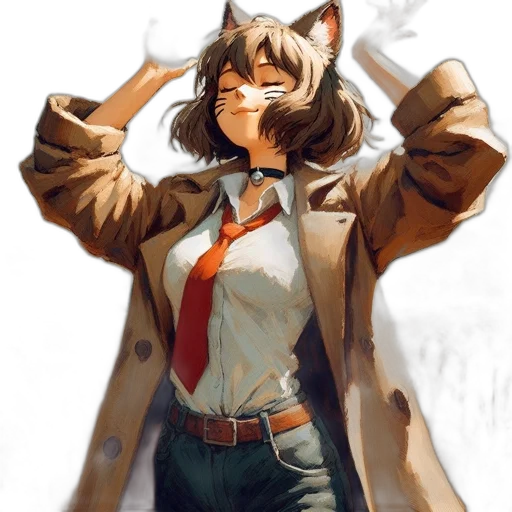 jacket, staff, animal, weapon transparent PNG cut-out