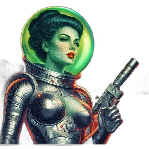 robot, weapon, staff, comic book art transparent PNG cut-out