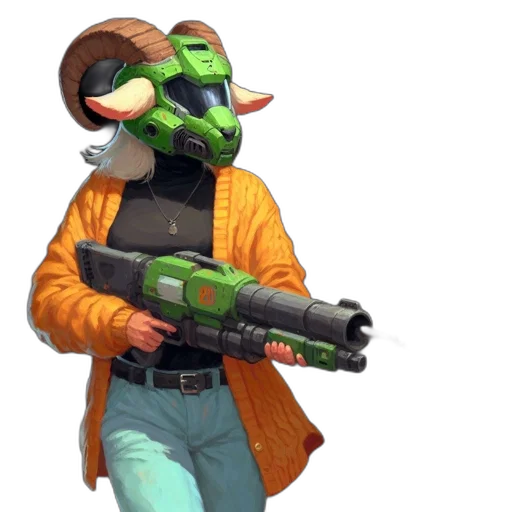 weapon, jacket, staff, mask transparent PNG cut-out