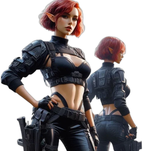 concept art, cyberpunk, 3d render, comic book art transparent PNG cut-out