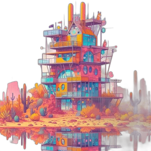 building, robot, concept art, pixel art transparent PNG cut-out