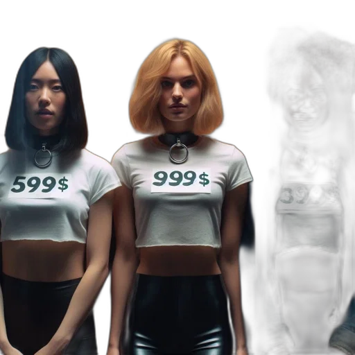 concept art, cyberpunk, three, women transparent PNG cut-out
