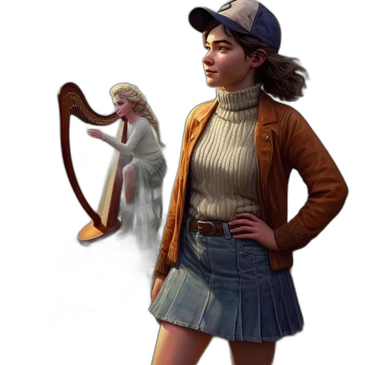 jacket, hat, staff, creature transparent PNG cut-out