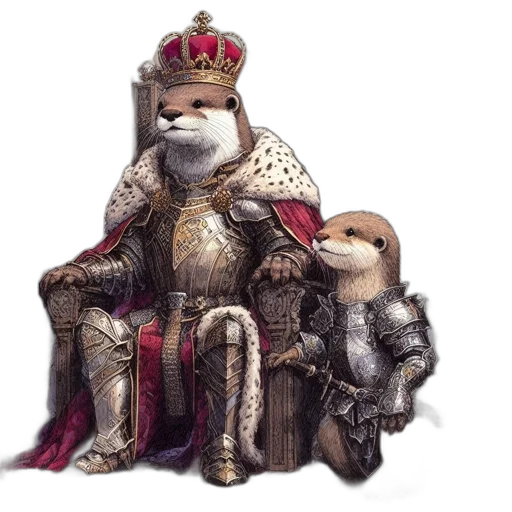 crown, sword, animal, fantasy art transparent PNG cut-out