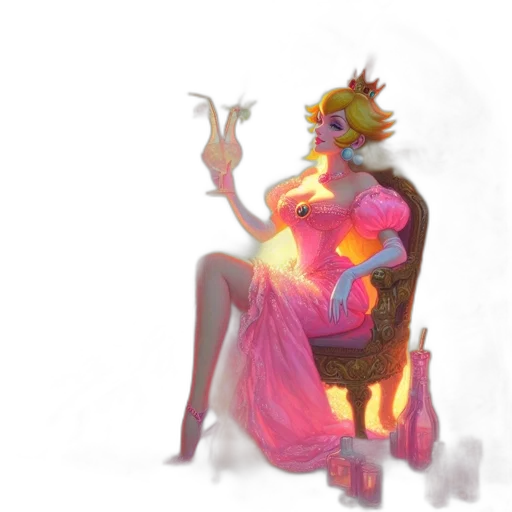 dress, crown, staff, creature transparent PNG cut-out
