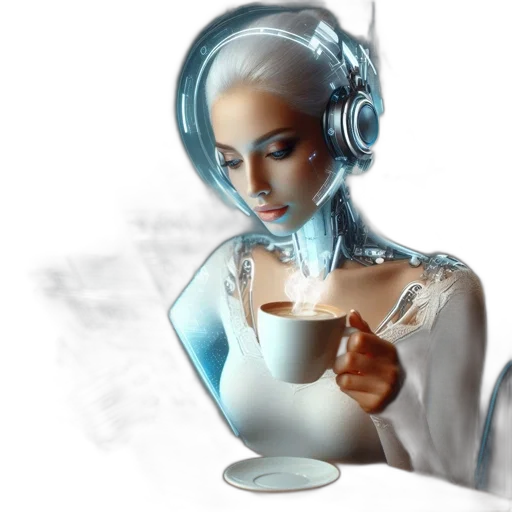 robot, concept art, cyberpunk, 3d render transparent PNG cut-out