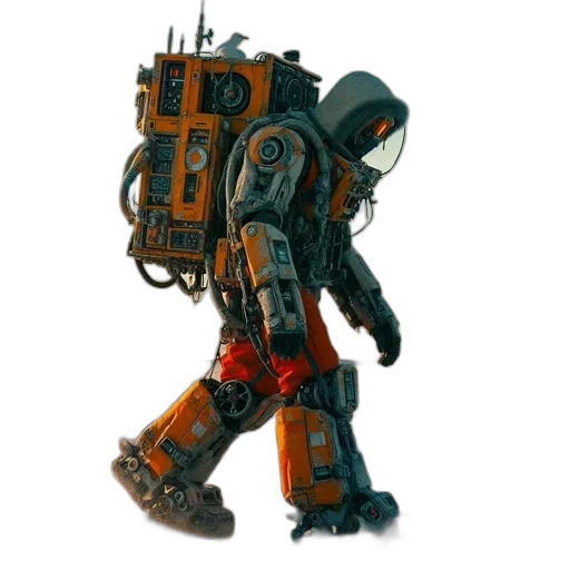robot, weapon, concept art, 3d render transparent PNG cut-out