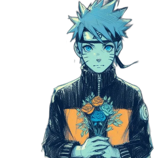 mask, jacket, flower, staff transparent PNG cut-out
