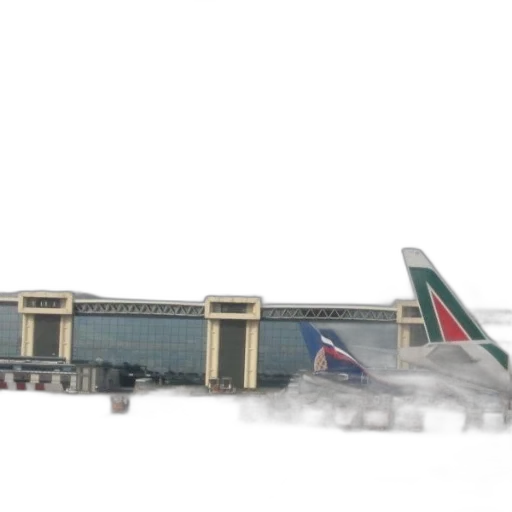 3d render, fog, snow, airport transparent PNG cut-out