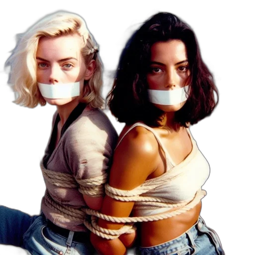 mask, vaporwave, two, women transparent PNG cut-out