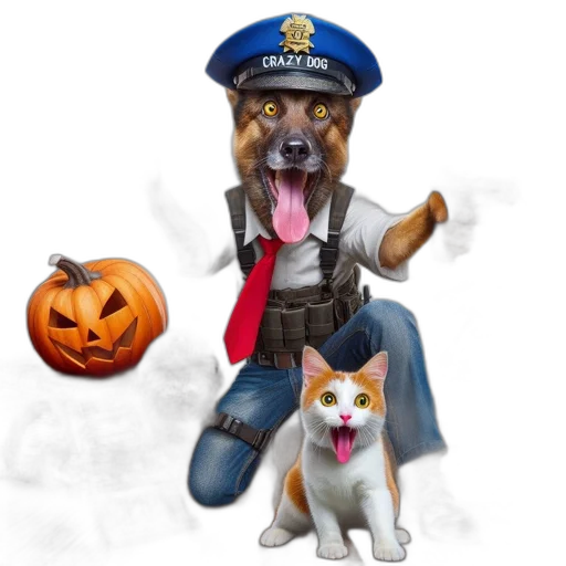 concept art, crazy, dog, police transparent PNG cut-out