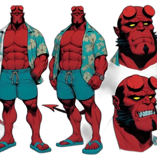 concept art, comic book art, red, fierce transparent PNG cut-out