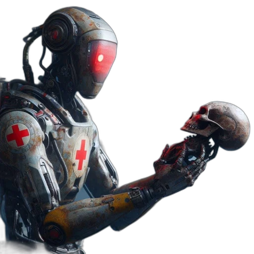 robot, weapon, concept art, 3d render transparent PNG cut-out