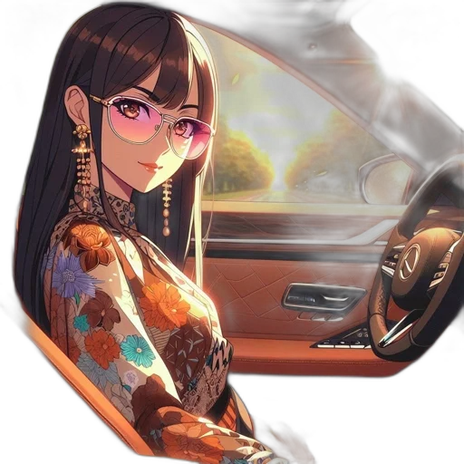 car, dress, face, jewelry transparent PNG cut-out