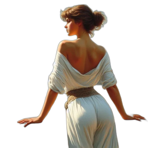 dress, staff, photorealistic, oil painting transparent PNG cut-out