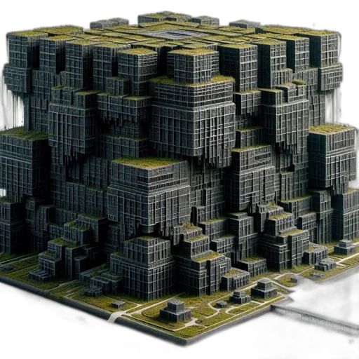 building, 3d render, cyberpunk, concept art transparent PNG cut-out