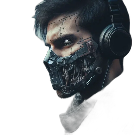 mask, face, robot, cyberpunk transparent PNG cut-out