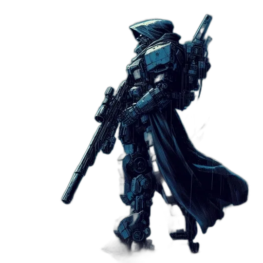 robot, weapon, concept art, pixel art transparent PNG cut-out