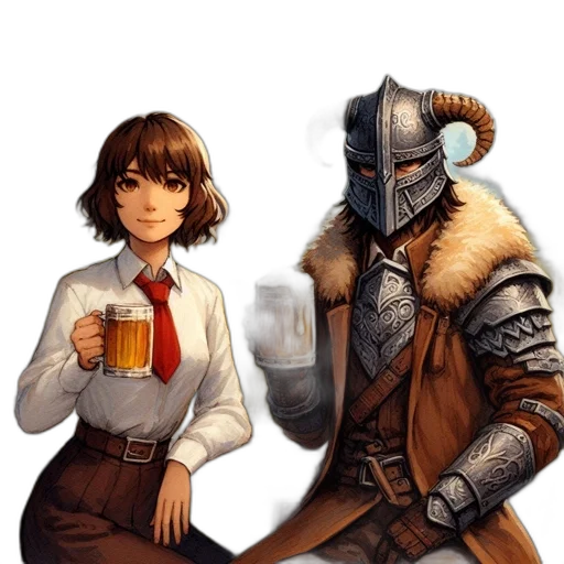 robot, jacket, sword, fantasy art transparent PNG cut-out