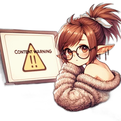 jacket, creature, hair, staff transparent PNG cut-out