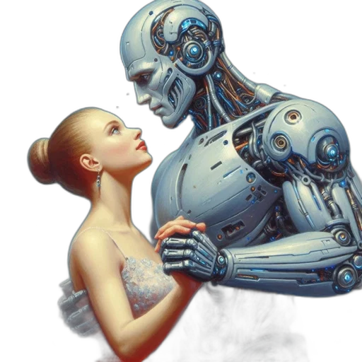 robot, concept art, cyberpunk, comic book art transparent PNG cut-out