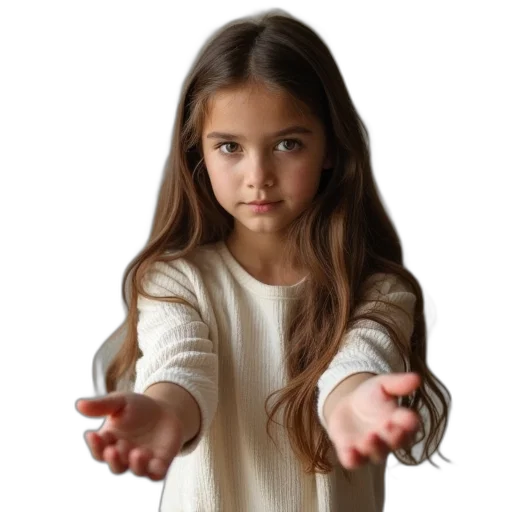 photorealistic, girl, long, hair transparent PNG cut-out