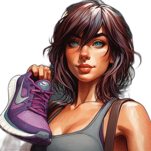 shoes, face, comic book art, concept art transparent PNG cut-out