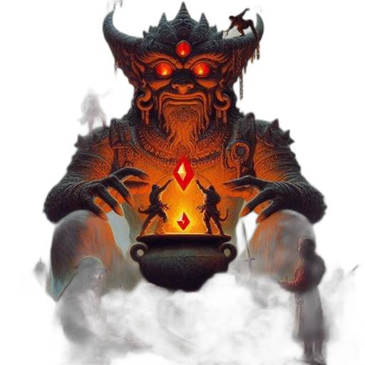 dragon, mask, crown, staff transparent PNG cut-out
