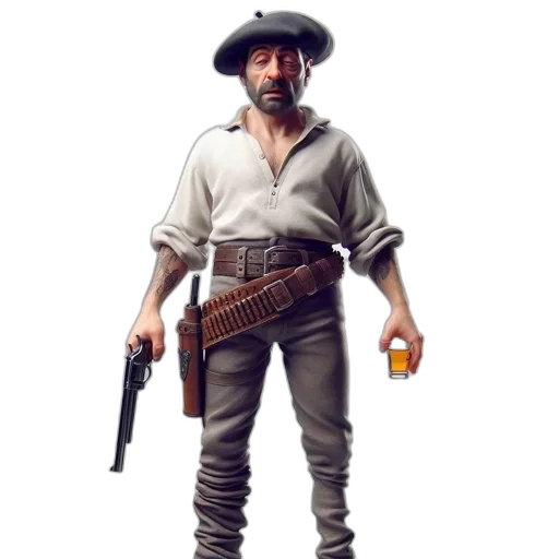 staff, weapon, jacket, hat transparent PNG cut-out