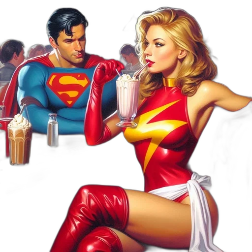 comic book art, concept art, two, superheroes transparent PNG cut-out