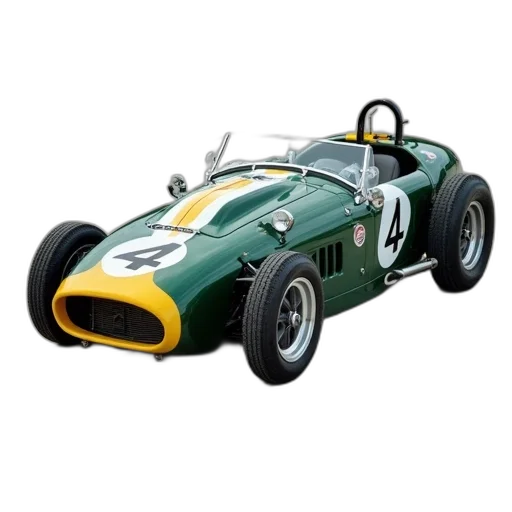 car, vintage, racing, green transparent PNG cut-out