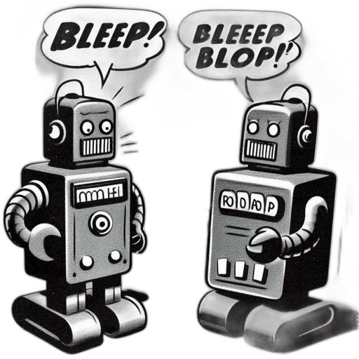 robot, two, characters, depicted transparent PNG cut-out