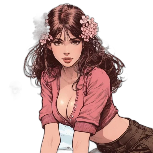 dress, flower, comic book art, concept art transparent PNG cut-out