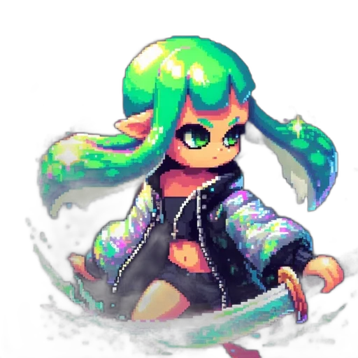 jacket, weapon, staff, pixel art transparent PNG cut-out