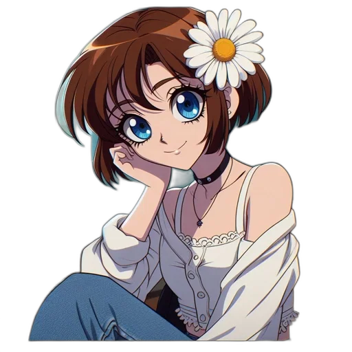 flower, robot, face, anime transparent PNG cut-out