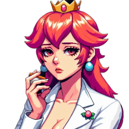 crown, staff, dress, pixel art transparent PNG cut-out