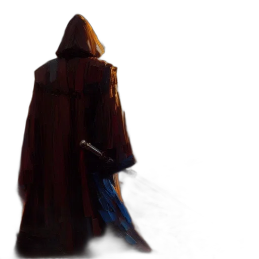 jacket, dress, staff, sword transparent PNG cut-out
