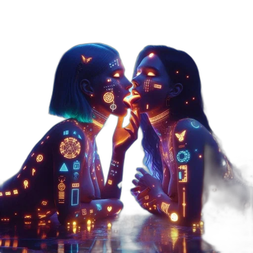 concept art, neon lights, outer space, grand transparent PNG cut-out