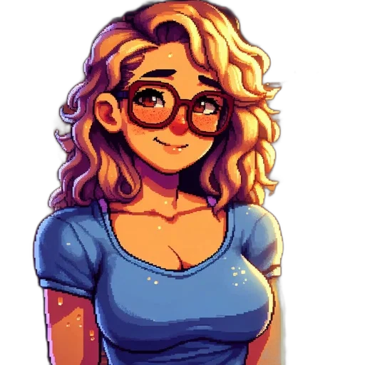 dress, face, cartoon, pixel art transparent PNG cut-out