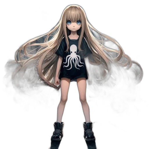 hair, dress, creature, staff transparent PNG cut-out