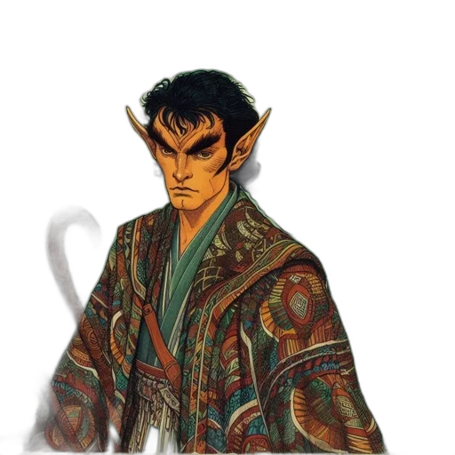 jacket, dragon, staff, fantasy art transparent PNG cut-out