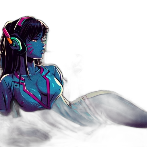 robot, creature, vaporwave, cyberpunk transparent PNG cut-out