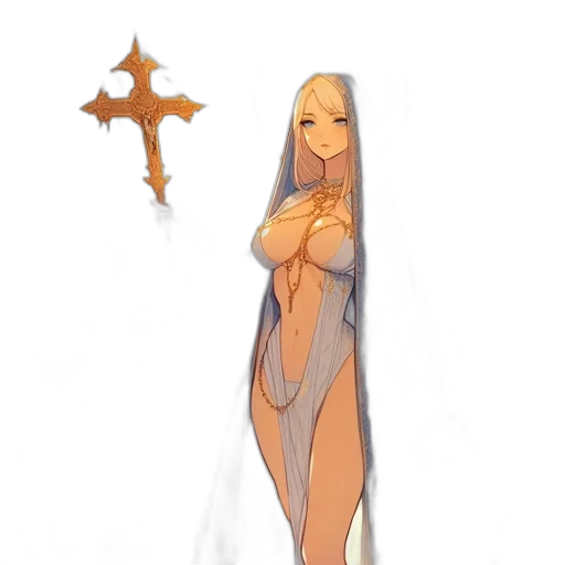 dress, staff, sword, jewelry transparent PNG cut-out