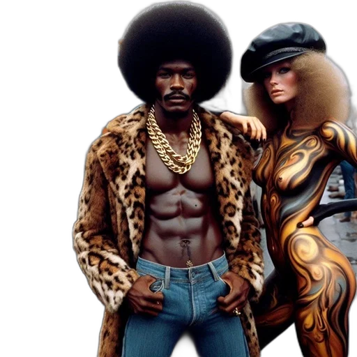 jacket, hair, 70s, 80s-style transparent PNG cut-out