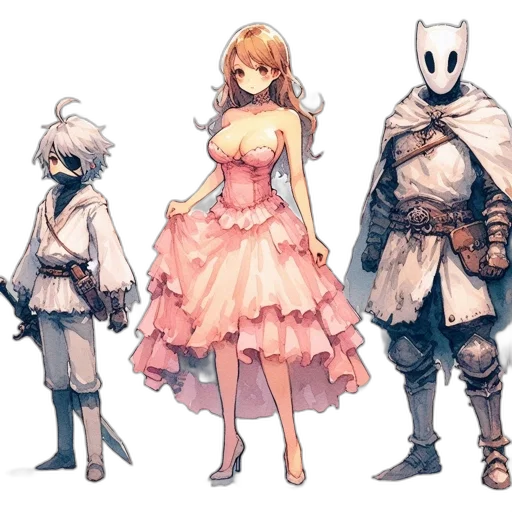 dress, mask, concept art, fantasy art transparent PNG cut-out
