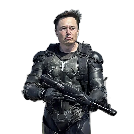 weapon, robot, face, jacket transparent PNG cut-out
