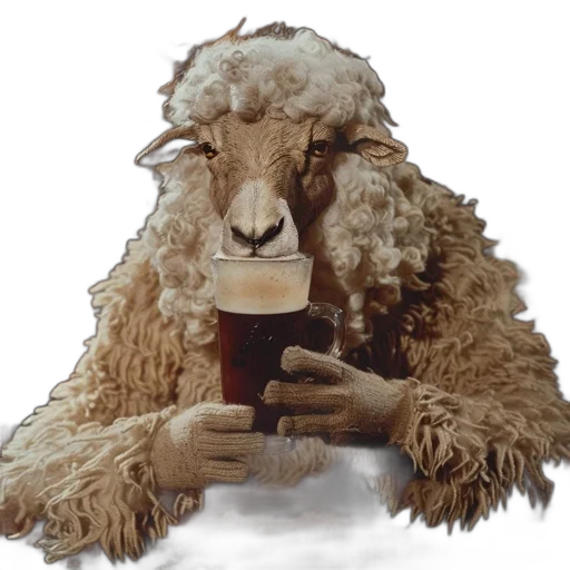 animal, photorealistic, sheep, sits transparent PNG cut-out